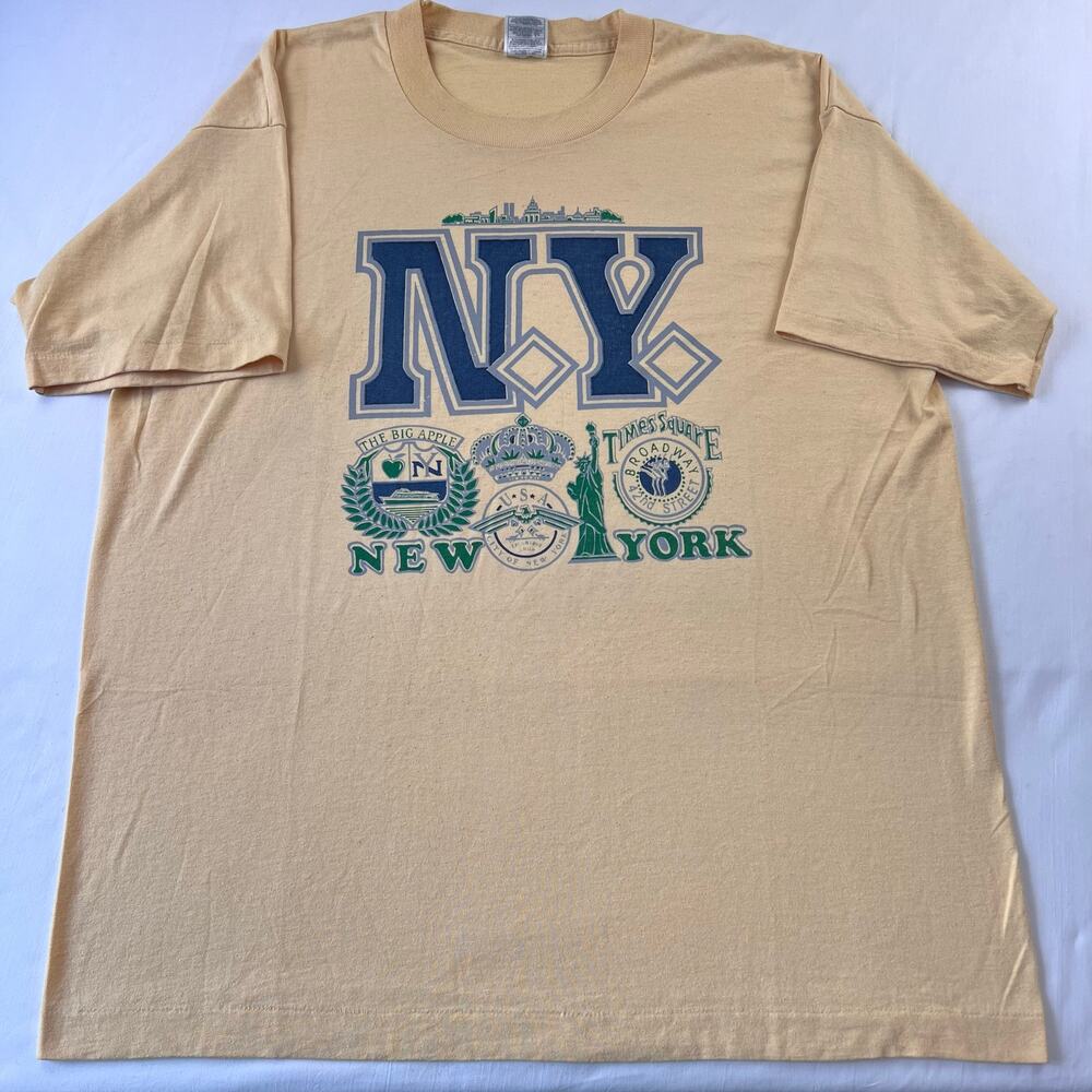 New York NYC Time Square Vintage yellow Souvenir T-Shirt Men's size xl Big Apple